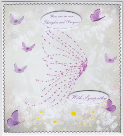 Sympathy Pink Butterfly Topper & Insert & Verse by Susan Cummings