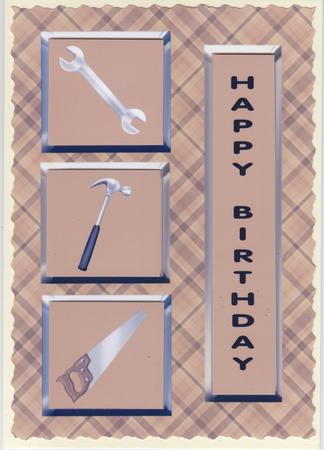 Handyman DIY Tools Decoupage Card (brown) by Susan Cummings