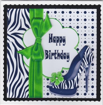 Zebra Birthday Shoes in Green by Susan Cummings