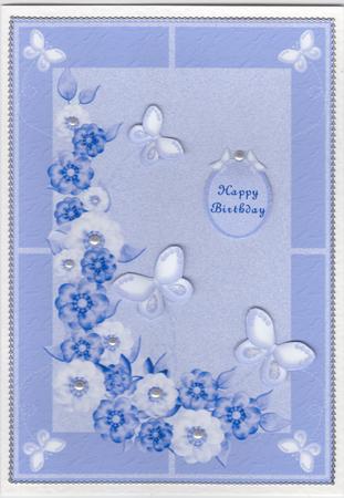 Blue Butterflies and Flowers by Susan Cummings