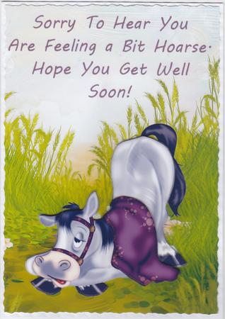 Feeling Hoarse Get Well Soon Card with Decoupage by Susan Cummings