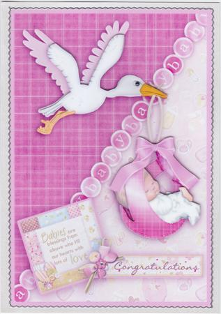 New Baby Girl & Stork Topper and Decoupage by Susan Cummings