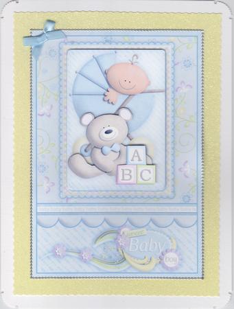 New Baby Boy in Pram Decoupage by Susan Cummings