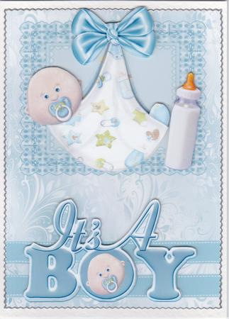 Cute Baby Boy with His Bottle & Bow A4 by Susan Cummings