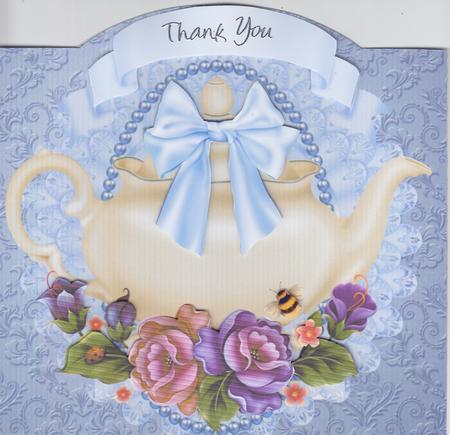 Blue Floral Teapot Card Mini Kit by Susan Cummings