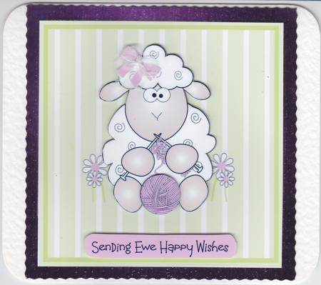 Thinking of Ewe/ewe Carry on Knitting Card by Susan Cummings