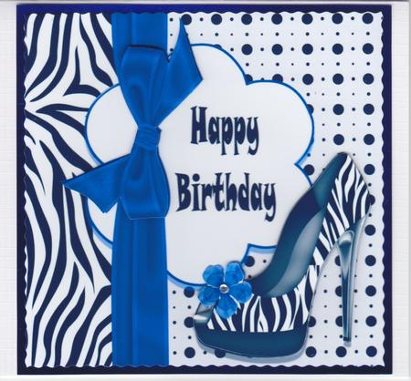 Zebra Birthday Shoe in Blue by Susan Cummings