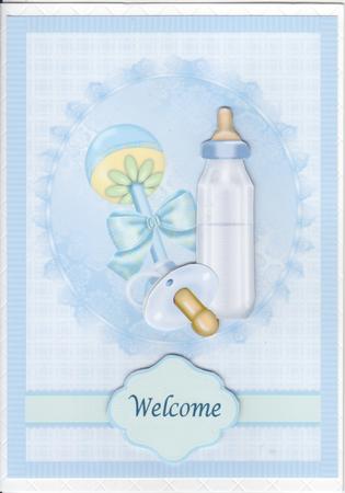 Baby Boy Rattle,bottle & Dummy by Susan Cummings