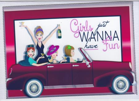 Girls Having Some Fun with Best Friends A4 by Susan Cummings