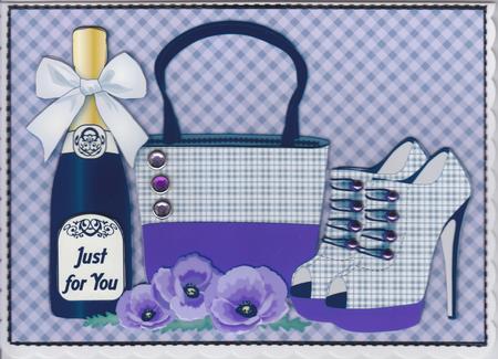 Plaid Handbag, Shoes, Purple Poppies & Bubbly by Susan Cummings