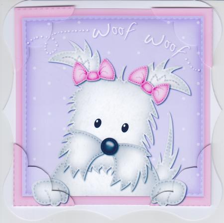 8 x 8 Westie Dog Scalloped Corner Topper by Susan Cummings