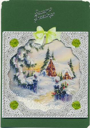 Christmas Square - Snowflake Cottage - Shaker Card by Susan Cummings