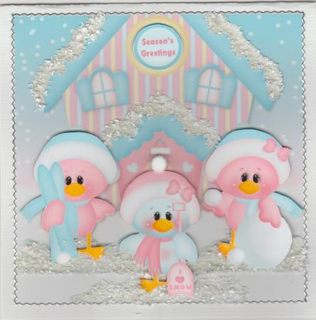 Snow Birds Card Front by Susan Cummings