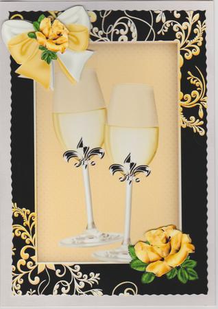 Champagne Glasses with Gold Roses by Susan Cummings