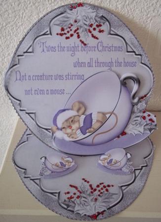 Silver Twas the Night Before Christmas Round Easel Card by Susan Cummings