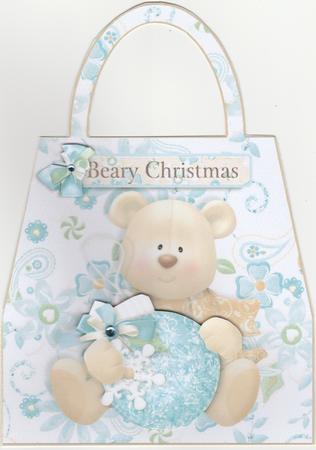 Beary Christmas Handbag Shaped Christmas Card by Susan Cummings