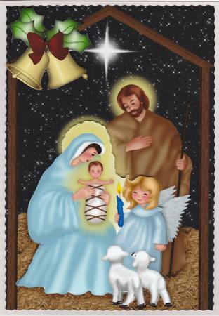 Christmas Nativity with Baby Jesus and Bells by Susan Cummings