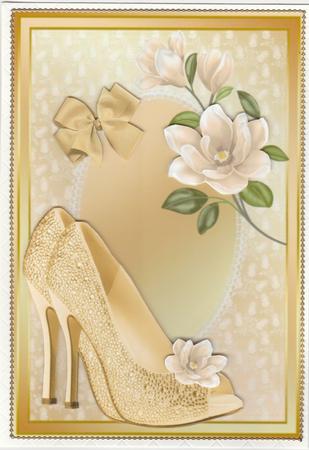 Beautiful Gold Shoe's & Cream Flowers by Susan Cummings