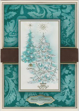 Fancy Blue Christmas Trees Quick Card by Susan Cummings