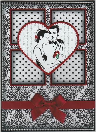 Engagement Silhouette 4 Square Red Heart Card 3 by Susan Cummings