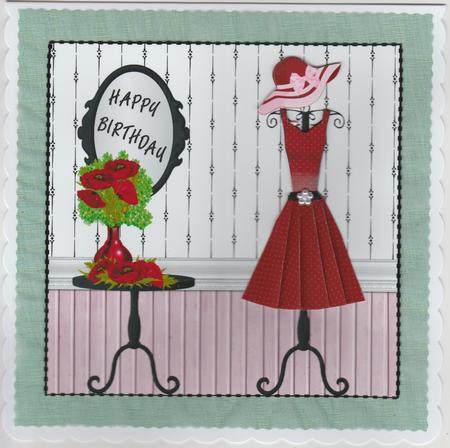 Red Polka Dot Folded Skirt Dress Card Kit by Susan Cummings