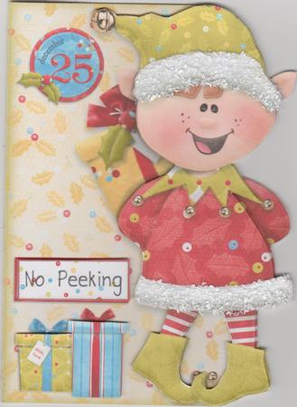 Christmas Elf Bearing Gifts Shaped Fold Card Kit by Susan Cummings