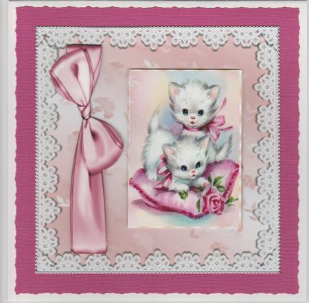 Cute Kitties Playing on a Cushion 8x8 by Susan Cummings