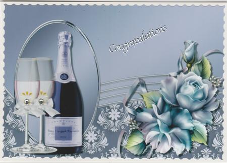 Beautiful Blue Champagne Bottle & Glass's A4 by Susan Cummings