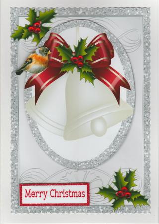White Christmas Bells with Red Bow Card, & Topper by Susan Cummings