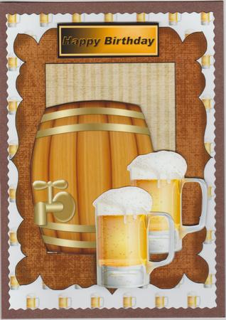 Beer Barrel and Pint of Beers by Susan Cummings