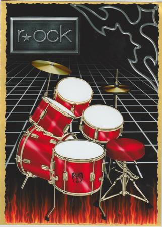 Rock Red Drums Card Front by Susan Cummings