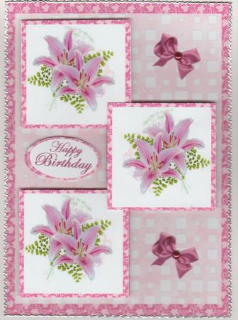 Three Squares - Pink Lilies by Susan Cummings