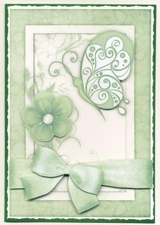 Butterflies 'n Blooms - Greena5 Card Front with Step by Step by Susan Cummings
