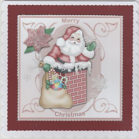 Santa in the Chimney Square Card Front by Susan Cummings