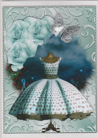 Blue Rose and Polka Dots in a Shimmering Frame by Susan Cummings