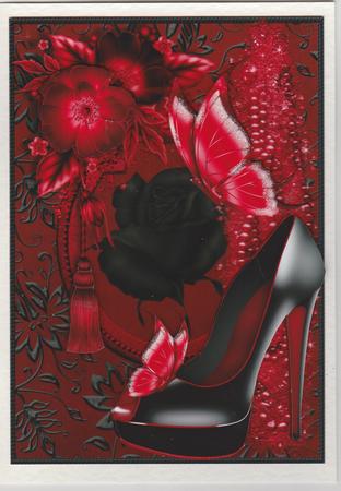 The Moulin Rouge Shoe Card Front by Susan Cummings