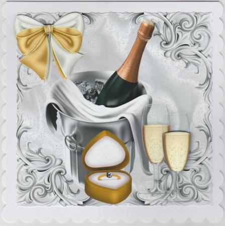 Champagne on Ice with Engagement Ring 8x8 by Susan Cummings