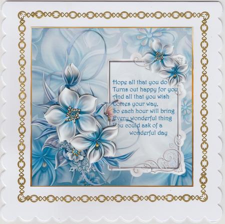 Blue Florals Card with Verse and Decoupage by Susan Cummings