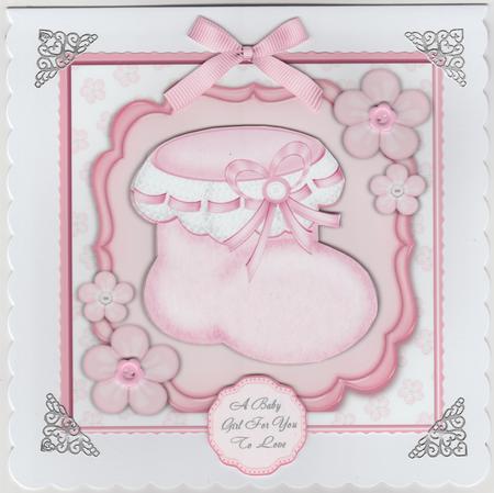 Beautiful Baby Girl Bootie with Flowers 8x8 Mini Kit by Susan Cummings