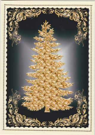 Gold Christmas Trees Twin Toppers by Susan Cummings