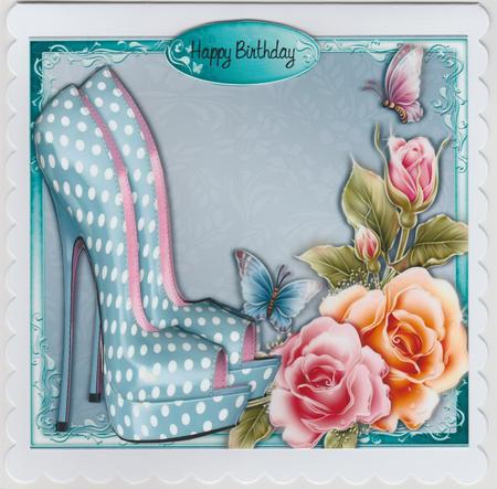 Beautiful Aqua Polka Dot Shoes with Glow Roses 8x8 Mini Kit by Susan Cummings