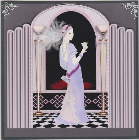 Art Deco in Lilac Deep Decoupage 6x6 Card Kit by Susan Cummings