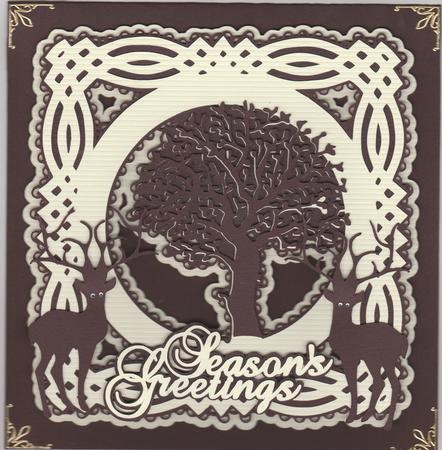 Christmas Reindeer Aperture Card by Susan Cummings