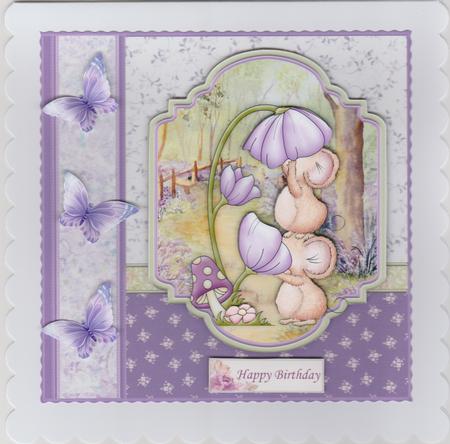 Hide & Seek Mice 8x8 Birthday Decoupage Mini Kit by Susan Cummings