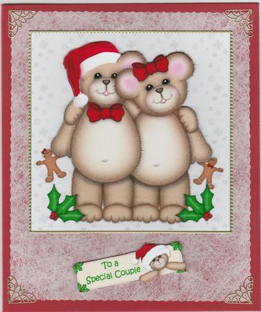 Christmas Teddy Couple Decoupage by Susan Cummings