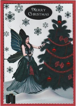 Gothic Christmas Fairy & Black Tree by Susan Cummings