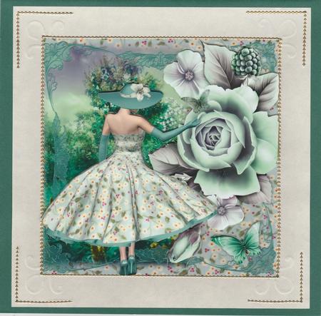 1950's Lady Teal Rose Mini Kit by Susan Cummings