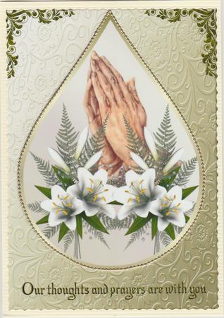 Praying Hands and Lily's Sympathy with Teardrop Pyramage by Susan Cummings
