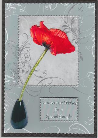 Red Poppy on Grey Swirl Step by Step by Susan Cummings