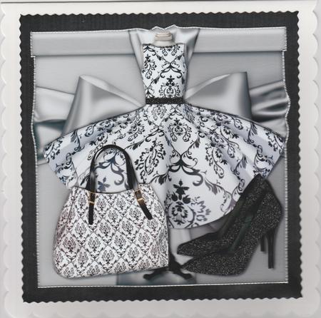 Wrapped Gift Shoes, Dress & Handbag Black & White by Susan Cummings